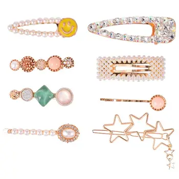 

1 Set 8Pcs Durable Premium Helpful Useful Pearl Hair Clips Girl