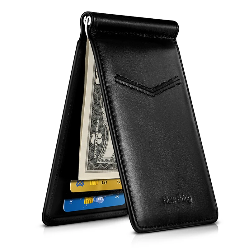 NewBring карбоновое волокно водительское удостоверение ID держатель для карт деньги кошелек наличные для мужчин - Цвет: Black Cow Leather
