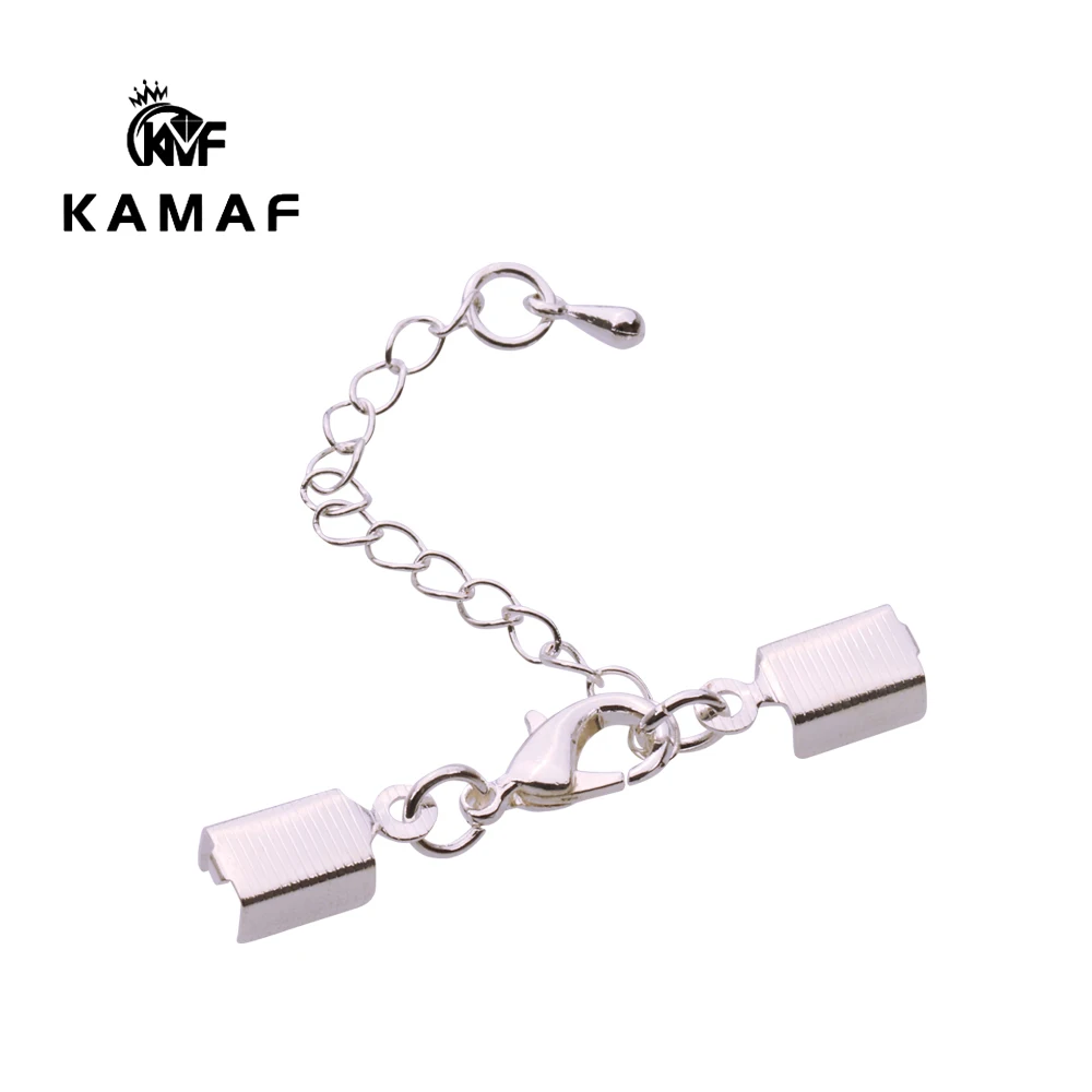 

KAMAF 10pcs/bag Bracelet buckle leather cord buckle with extension chain cable connector for leather rope collar bracelet