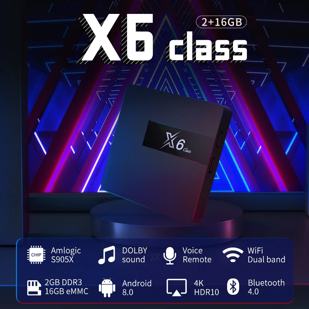X6 класс 2G/16G Android ТВ коробка 4K HD двухдиапазонный 2 4G &amp 5G Wi-Fi телевизионная с Bluetooth AM6