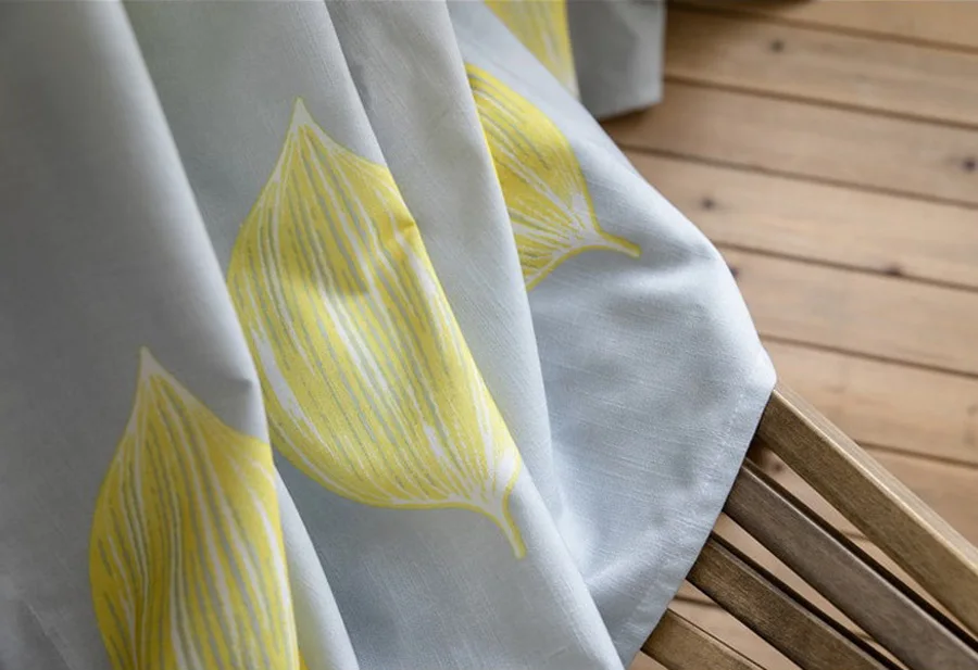 Nordic Fresh Home Garden Print Yellow Lemon pattern Curtains for living room window treatments kitchen curtains drapes M221#5