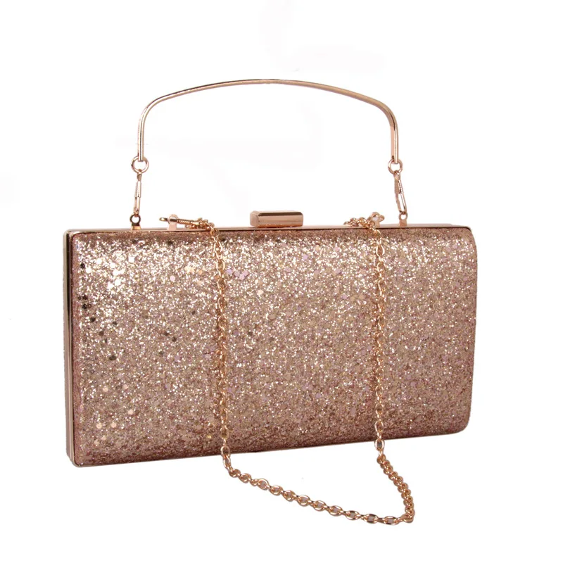 

Fashion Small Sequin Evening Bag Dull Polish jin cong pian WOMEN'S Handbag Simple Leather Square Hard Case WOMEN'S Bag
