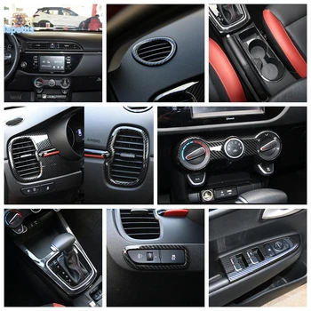 

Carbon Fiber Look Interior Refit Kit Water Cup Holder / Air AC Panel / Gear Box Cover Trim Fit For Kia Rio 4 X-line 2017 - 2020