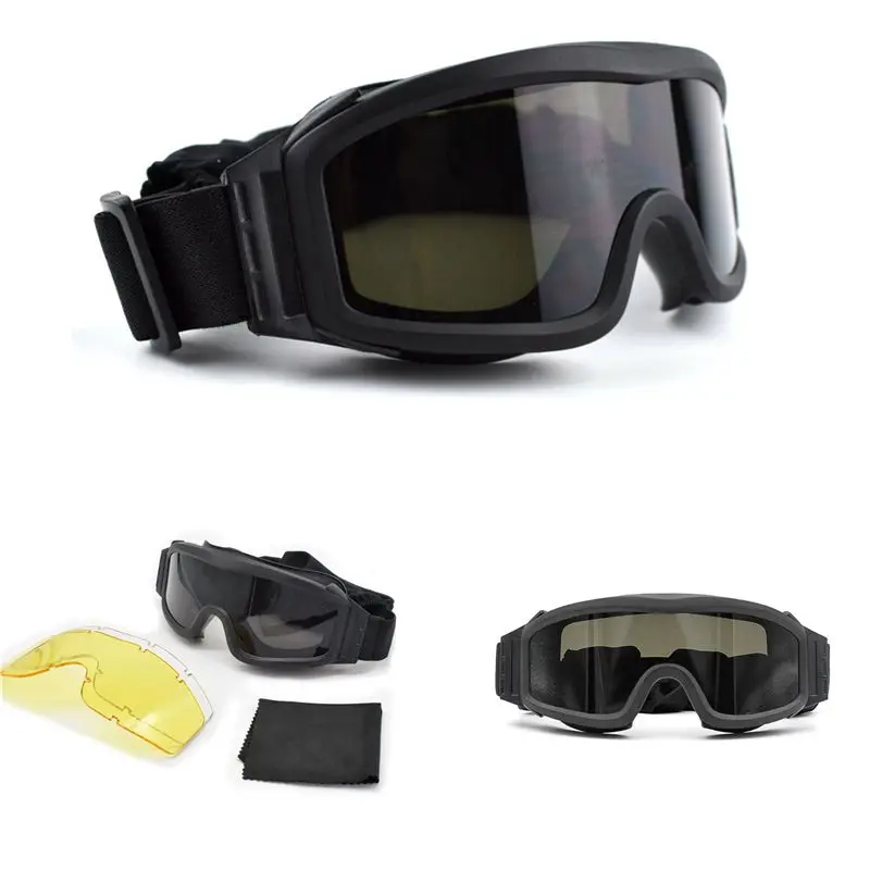 

Tactical Googles Military Army Airsoft Shooting Hunting Glasses Paintball CS Eye Protection Sunglasses 3 Lens Windproof