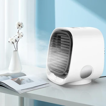 

Air Cooler Fan Mini Desktop Air Conditioner With Night Light Mini USB Water Cooling Fan Humidifier Purifier Multifunction Summer
