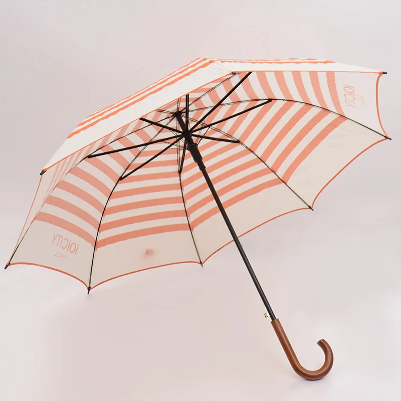 

70 Cm * 8 Bone Can Be Printed Logo Advertising Umbrella 27-Inch Wooden Handle Long Handle Umbrella Double Business Gift All-Weat