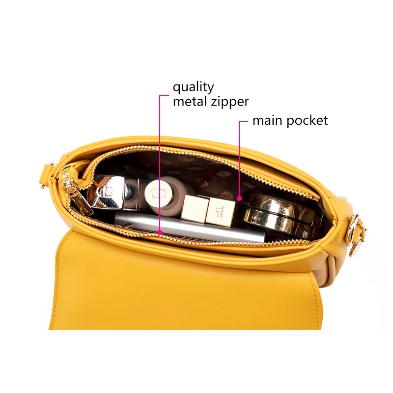 Fashion Bags Ladies Luxury Bags Vintage Saddle Female Bag Yellow Shoulder Bag With Adjustable Strap