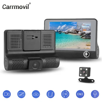 

Carrmovil 4 inch Car Dash Camera Vehicle Blackbox DVR Dual Lens Dash Cam With Rearview Camera Video Registrator Drive Recorder