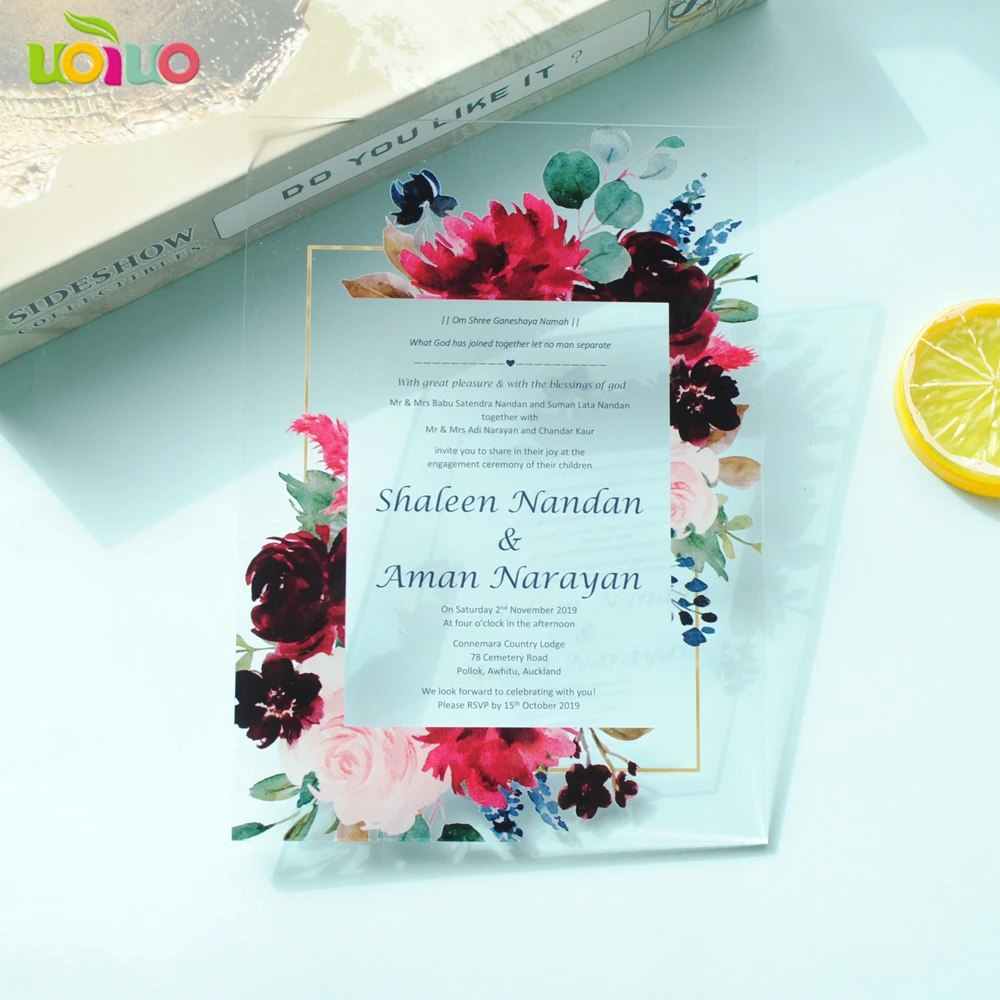 10pcs custom printing acrylic invitation card wedding invitation card