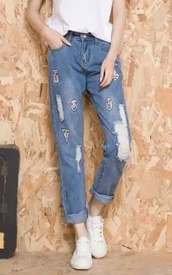light blue style 3 Горячая Распродажа, джинсы для женщин, ковбойские штаны длиной до щиколотки, весенне-осенние тонкие штаны с рисунками для студентов, для отдыха, Забавные милые женские - Цвет: light blue style 3