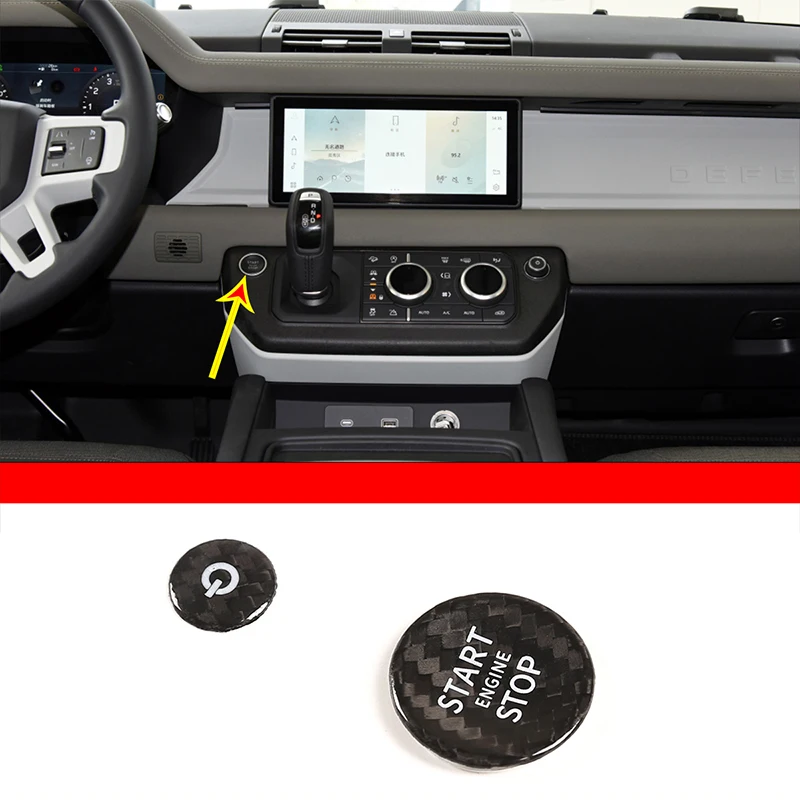 

Real Carbon Fiber Car Engine Start Button Protective Cover Stop Switch Sticker for Land Rover Defender 2020-2024 Auto Parts