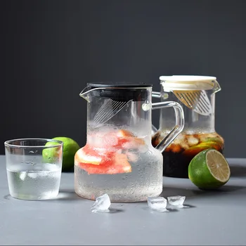 

Nordic-Style High Temperature Resistant Glass Water Pitcher Coffee Pot Filter Fruit Flower Teapot Constant Tea Warmer Household