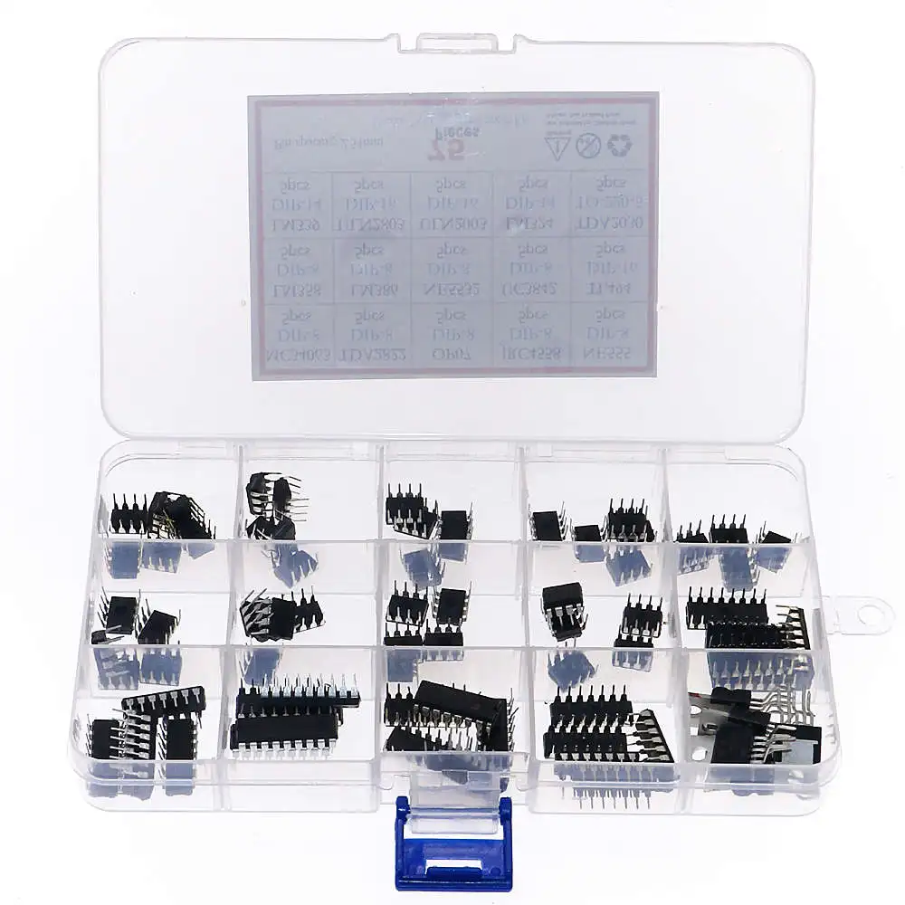 75 шт./кор. в общем пользовании DIP IC комплект LM358 LM386 ULN2003 LM324 NE555 MC34063 TDA2822 JRC4558 OP07 TDA2030