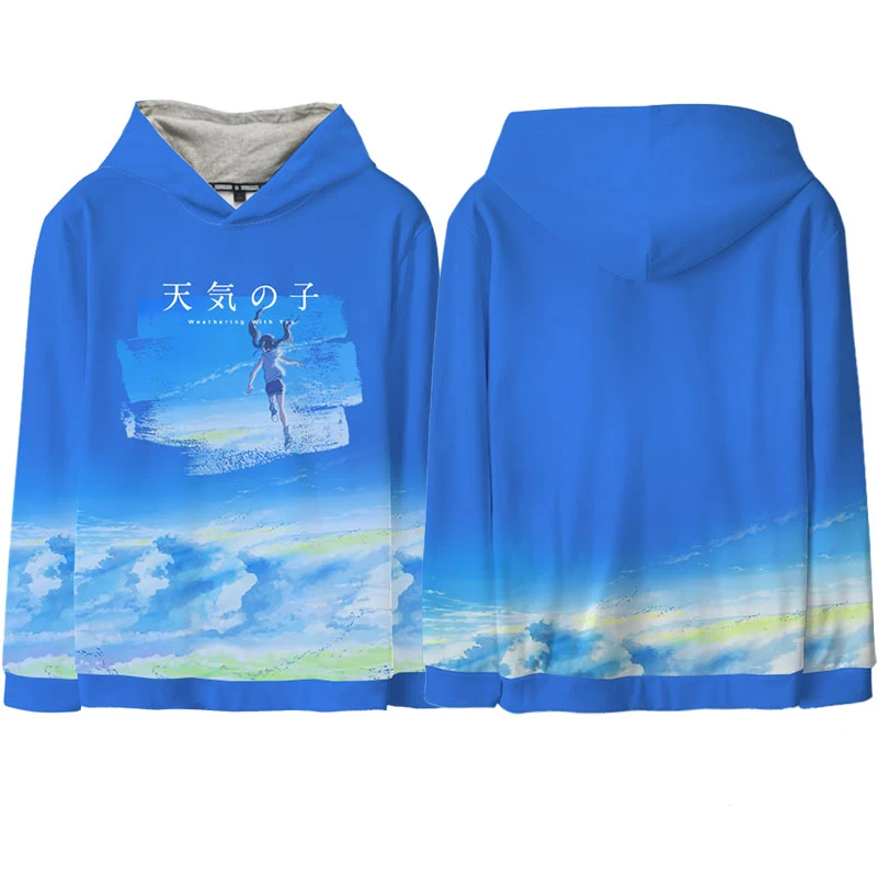 A Аниме Толстовка Makoto Shinkai ваше имя. Weathering with you Tenki no Ko Косплей Толстовка с капюшоном полноцветный принт пуловер пальто - Цвет: A