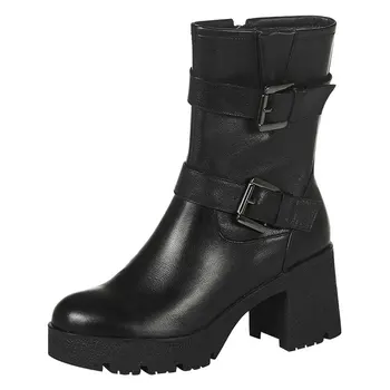 

2020 New Women Ankle Boots Autumn Winter Warm High Heels Shoes Woman Genuine Leather Casual Quality Brand women Boots