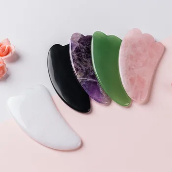 Multicolor Natural Jade Facial Beauty Scraping Massage Tools Firm Skin Care Face Gua Sha SPA