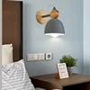 Modern E27 LED wall lamp Nordic wood and iron adjustable sconces light indoor bedside bedroom livingroom home Decorate switch EU 2