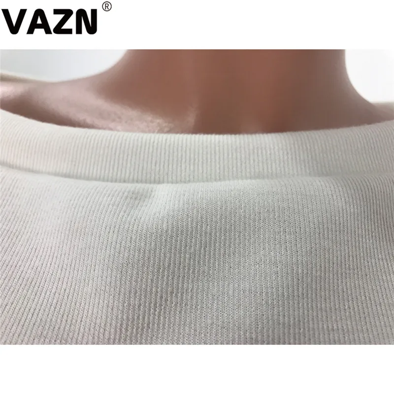 VAZN, новинка, Весенняя женская мода, бодикон, сексуальная Женская Весенняя футболка, одноцветная, с пышными рукавами, с круглым вырезом, футболка, Офисная Женская одежда, футболка
