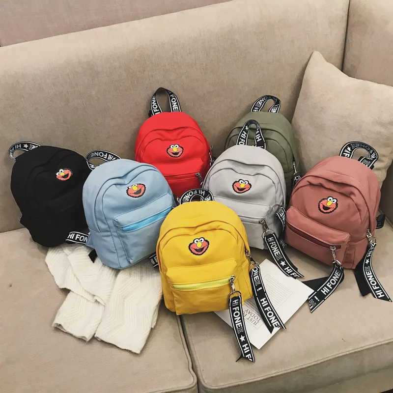 

Children Canvas Backpack 2019 New Style Korean-style Cartoon Sesame Street School Bag Fashion Cute Men And Women Children Backpa