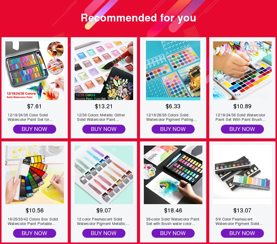 12/16/28/36 Colors Solid Watercolor Pigment Paiting Portable with 