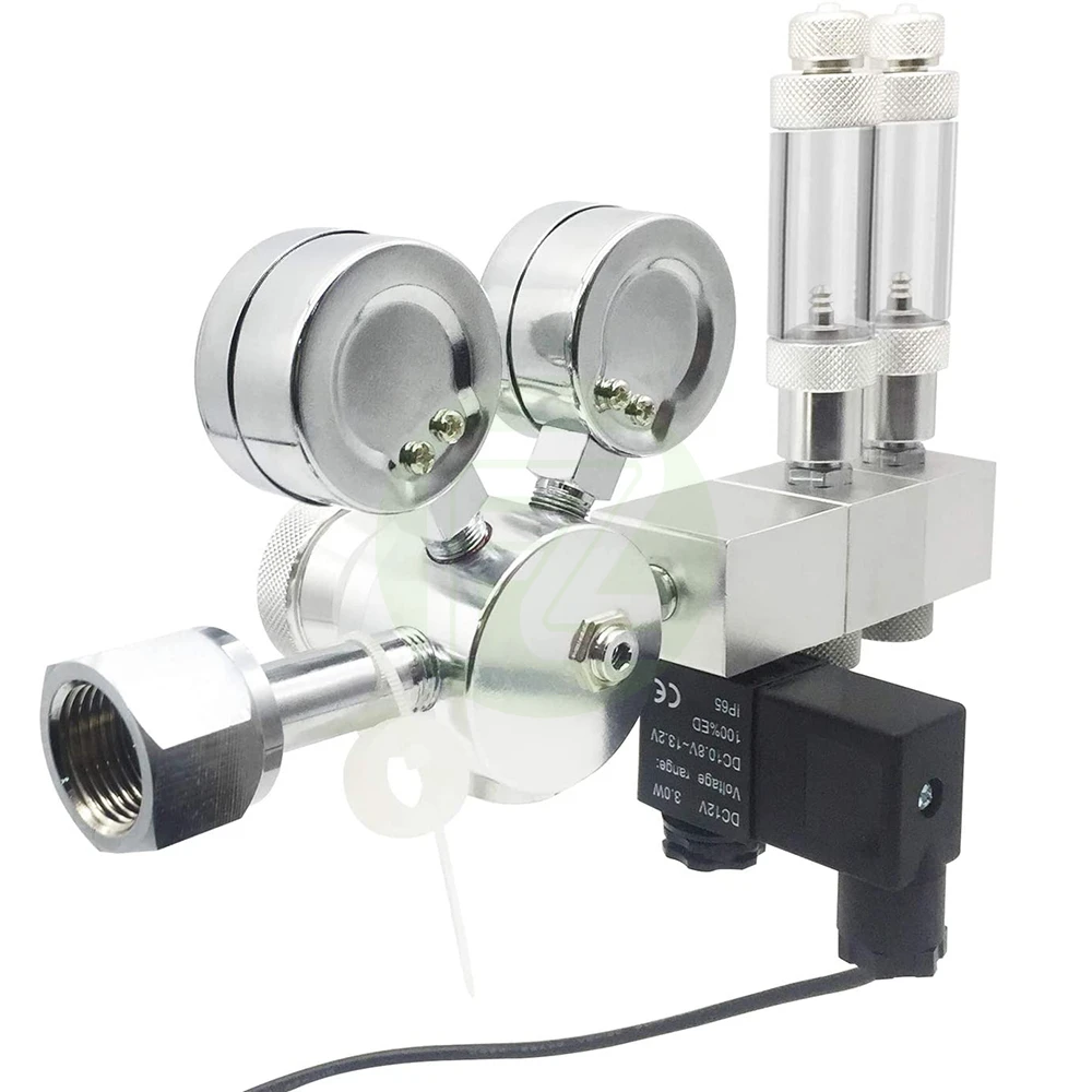 US $134.00 Fzone Aquarium Dual Stage CO2 Regulator Adjustable Output Pressure with DC Solenoid and Integrated High Precision Needle Valve