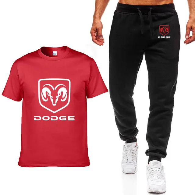 Модные летние мужские футболки для Dodge Car с принтом логотипа в стиле хип-хоп, Повседневная хлопковая футболка с коротким рукавом высокого качества, штаны, костюм для мужчин, одежда - Цвет: as picture