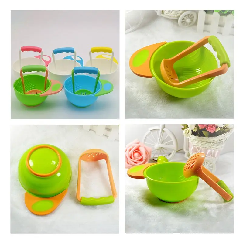 baby manual food fruit and vegetable grinding bowls Baby food supplement tool grinding bowl and grinding stick kit