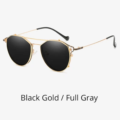Black Gold-Gray Два Oclock 2 в 1, солнцезащитные очки по рецепту, близорукость, женские очки, Женская оправа, очки с клипсой, полярная оптика, солнцезащитные очки Z17121 - Цвет линз: Black Gold-Gray