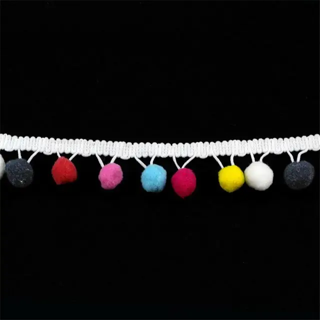 7 colors Модный полиэфирный низ эластичный цветной помпон кружево своими руками ремесло поставки производство головной убор с кисточками для штор шарф домашний текстильные аксессуары F156 - Цвет: 7 colors