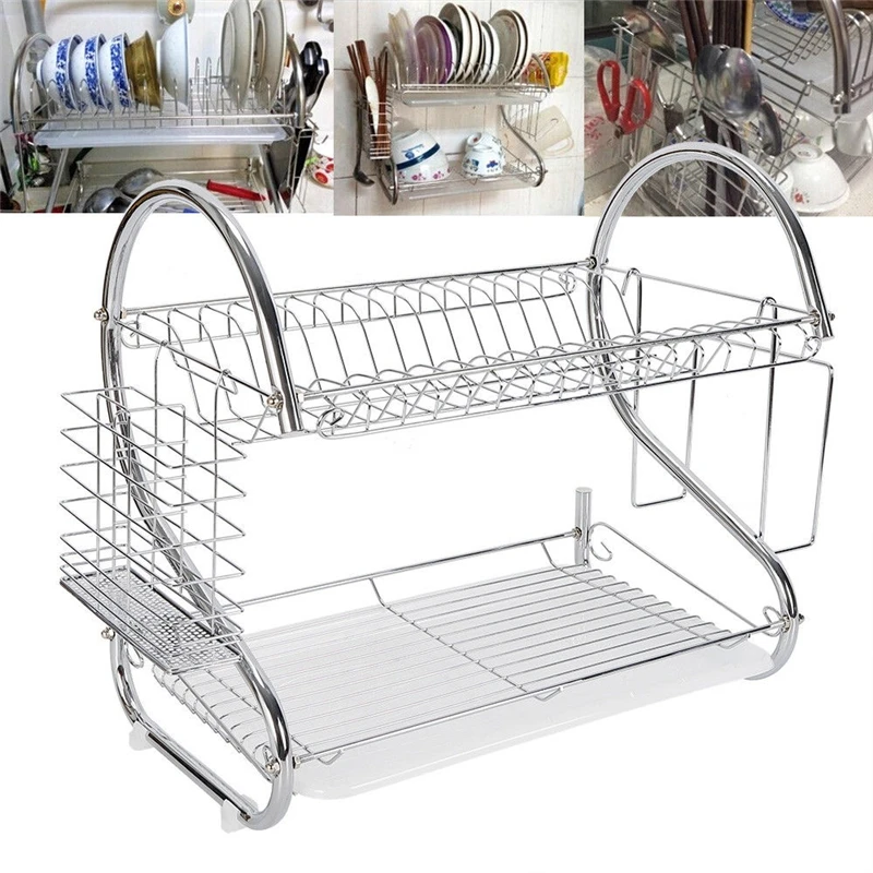 Двухуровневый держатель для посуды сушилка хранения полка Дисней тарелка миска