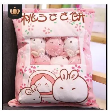 Christmas A Plushie Bag Pudding Toys Mini Animals Doll Sakura Bunny Hamster Penguin Bear Chick Strawberry Dog Cat Pig Plushie - Color: 40cmx50cm (8pcs)