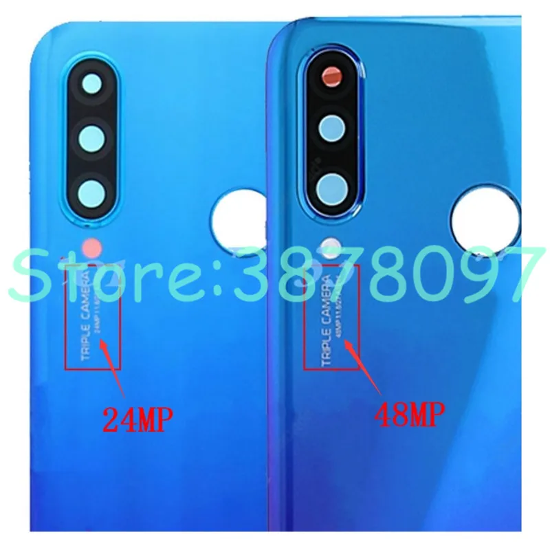 Для huawei P30 Lite крышка батареи+ камера Стекло Объектив 24MP/48MP для huawei nova 4e задняя дверь Замена Ремонт Запчасти