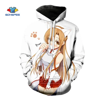 

SONSPEE new 3D Print Anime Hoodie sexy Asuna Harajuku Hoodies Men Women Casual Long sleeve Pullover Unisex Sweatshirt Coat A19