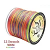 12 Strands Braided Fishing Line 300mm 500m PE Multifilament Multicolor Line Super Strong Japan Fish Line Saltwater Fishing Wire 2