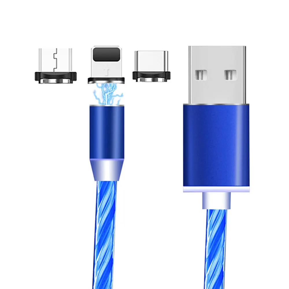 Стример линия передачи данных Магнитный Micro USB кабель для Iphone xsmax Xiaomi 9 huawei P30 P20 Micro usb type C волшебный свет зарядный кабель