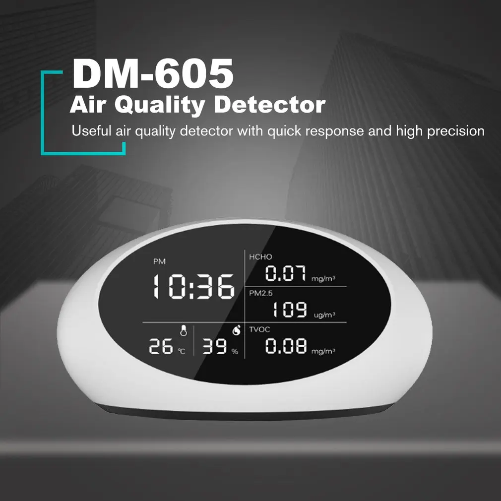 Цифровой детектор формальдегида PM2.5/HCHO/TVOC/температура/влажность тестер монитор качества воздуха газовый тестер анализатор DM-605
