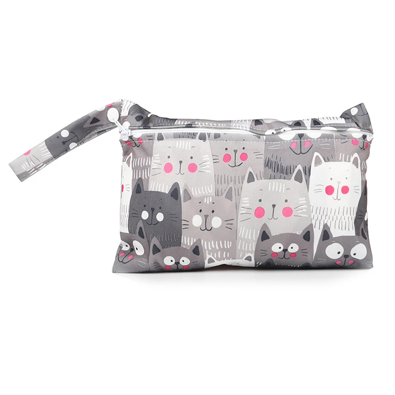 Bolsa de tela para pañales impermeable, bolso para pañales reutilizable con estampado para cochecito de bebé bolsa de tela para mascarilla, bolsa para pañales de viaje, almohadillas menstruales al por mayor