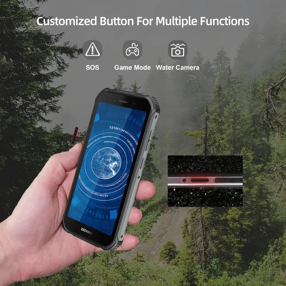 IP68 DOOGEE S40 Lite Rugged Phone Mobile Phone 5.5inch Display 4650mAh 8.0MP Fingerprint Quad Core 2GB 16GB Android 9.0