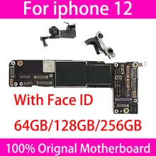 

Original Unlocked Motherboard For iPhone 12 Logic Main Board With Face ID With Full Chips IOS System Clean iCloud No Face ID