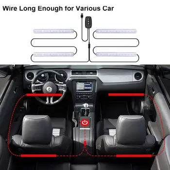 

4PCS NEW Led 48 LED Car Interior Atmosphere Lamp Neon Light With Music Control+APP+Key Control Foot Door Mood Lights