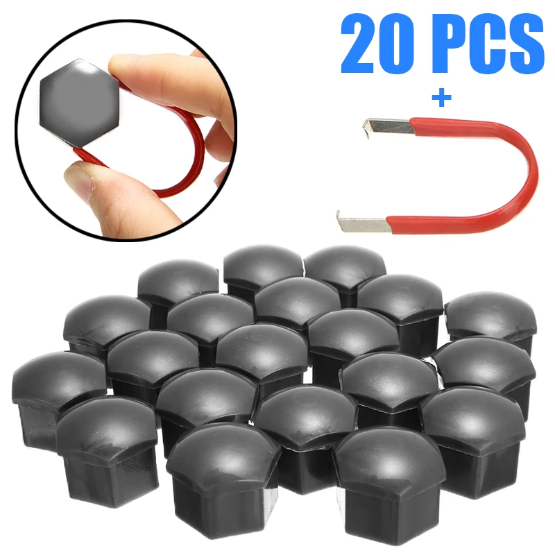 

20pcs/set Car Styling Gray 17MM Wheel Nut Cap Alloy Wheel HEX Nut Bolt Cap Cover with Removal Tool Universal