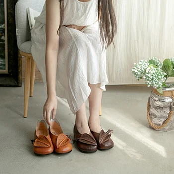 

Tayunxing woman Genuine cow leather spring summer slip on women low hidden heels ladies pumps retro comfort female shoes Z688-10