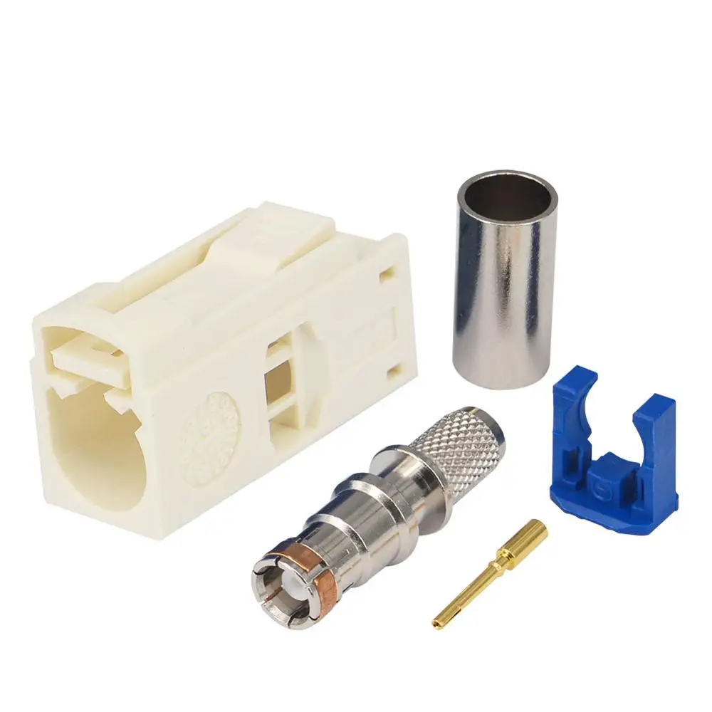 

2 PCS Fakra B White/9001 Radio Crimp Female Jack with Phantom RF Coaxial Connector for Cable RG58 LMR195