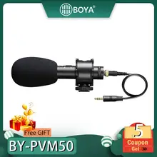 BOYA BY-PVM50 Профессиональный 3,5 мм стерео X/Y конденсаторный микрофон для DSLR камеры видеокамеры Аудио рекордер микрофон+ пена лобовое стекло