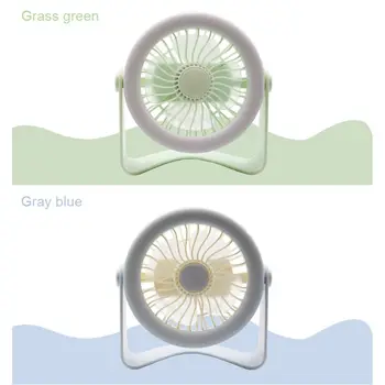 

Simple Table Tiny Round Fan Quiet Operation with Light Adjustable Tilt 360 Degree Rotating USB Rechargeable Household