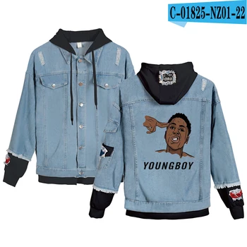 

Personality Denim Jean Stitching Jacket Denim Sweatshirt Kpop Jacket Print Fans Spring Autumn Sweatshirts Men Casual Rib Sleeve