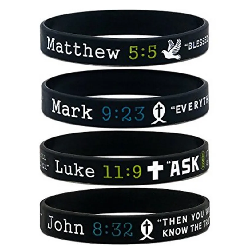 1 шт завет цитата из Библии стихи Иисуса христианского четыре евангела Матфея Марка Луки Джон Спорт Силиконовый браслет, наручный браслет