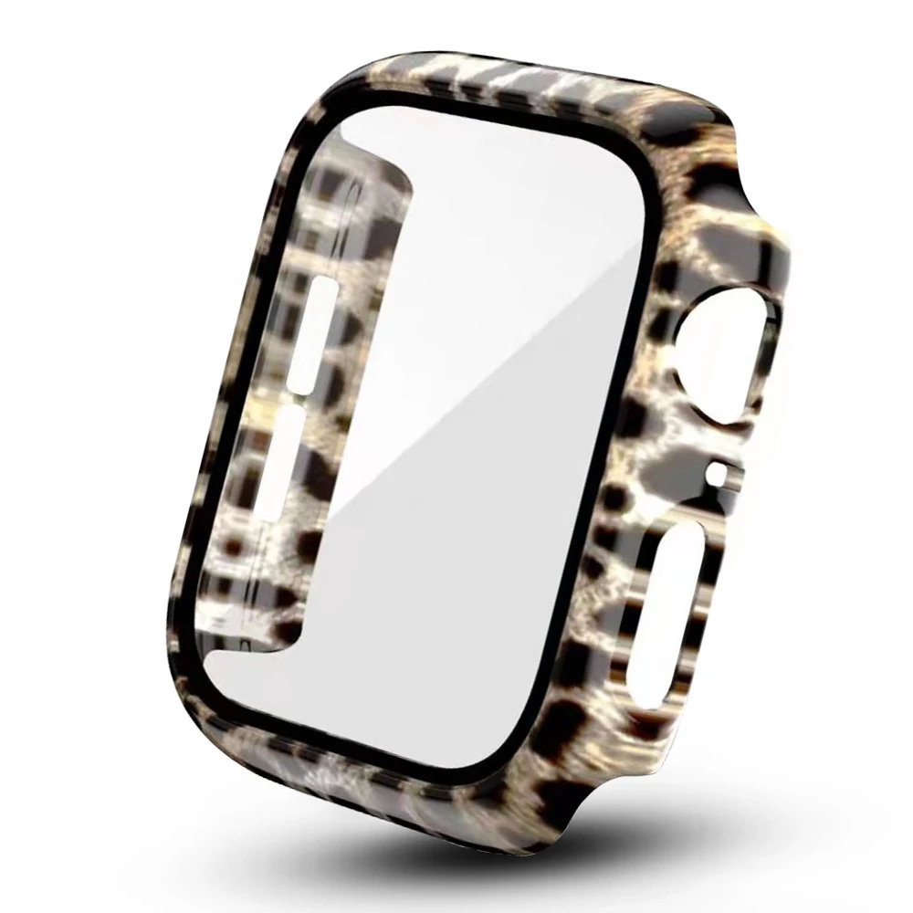 Чехол-накладка для Apple Watch SE серия 6 5 4 3 40 44 38 42 мм леопард из поликарбоната