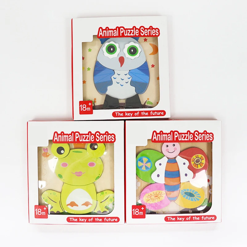 

3D Wooden Puzzle Jigsaw Toys For Children Wood 3D Cartoon Animal Puzzles Intelligence Kids Early Educational Toys puzzle for kid