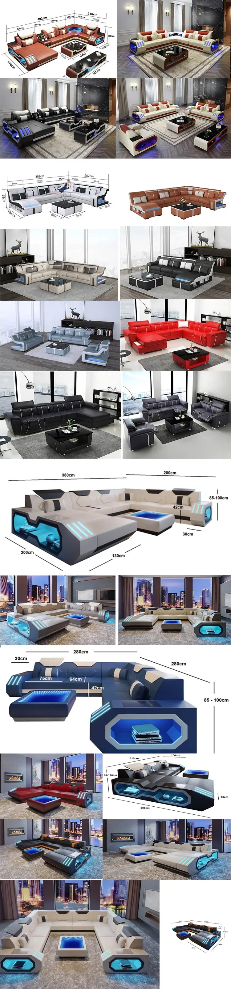 Мебель для гостиной новая модель led диван из натуральной кожи